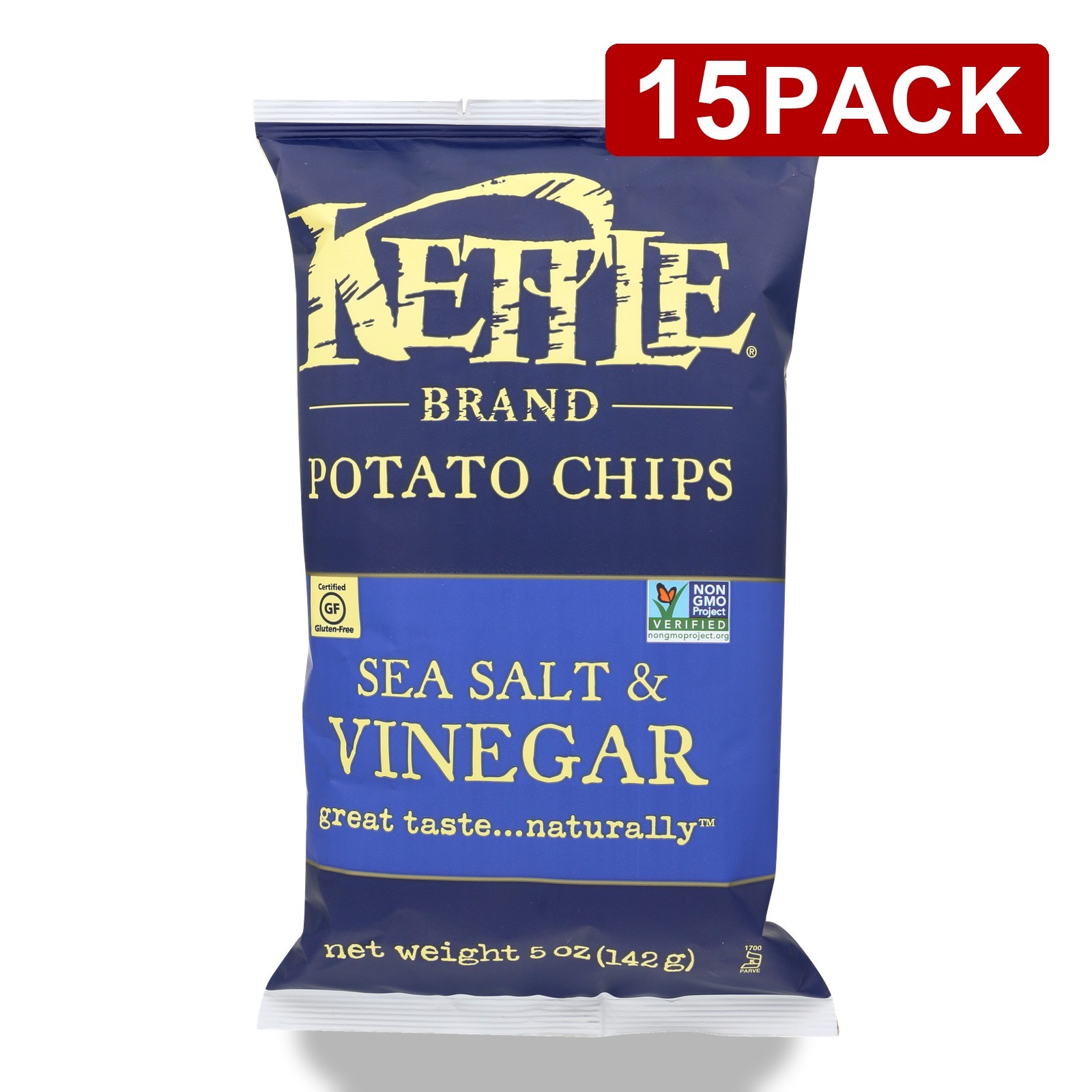 Sea Salt & Vinegar Kettle Brand Potato Chips 5 Oz Bag 15 Pack