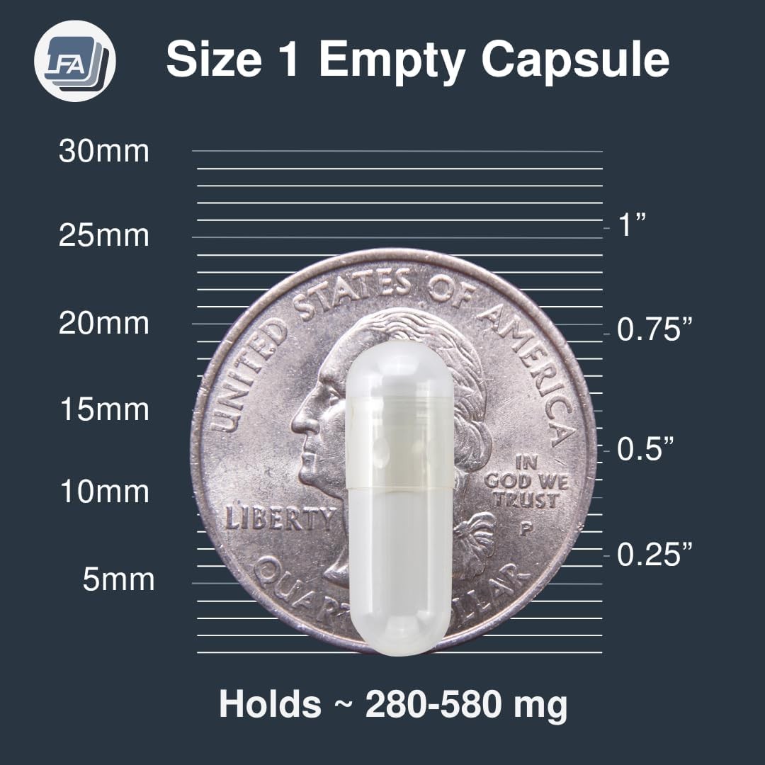 Capsules Size 1 – Clear Gelatin – 1000 Count – Pill Capsules Empty Fits Capsule