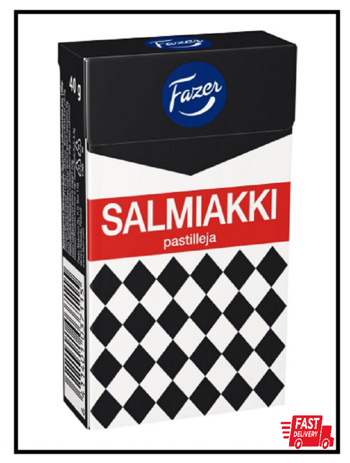 4 Boxes x 40g Salmiakki Original Finnish Salty Liquorice Salmiak Pastilles