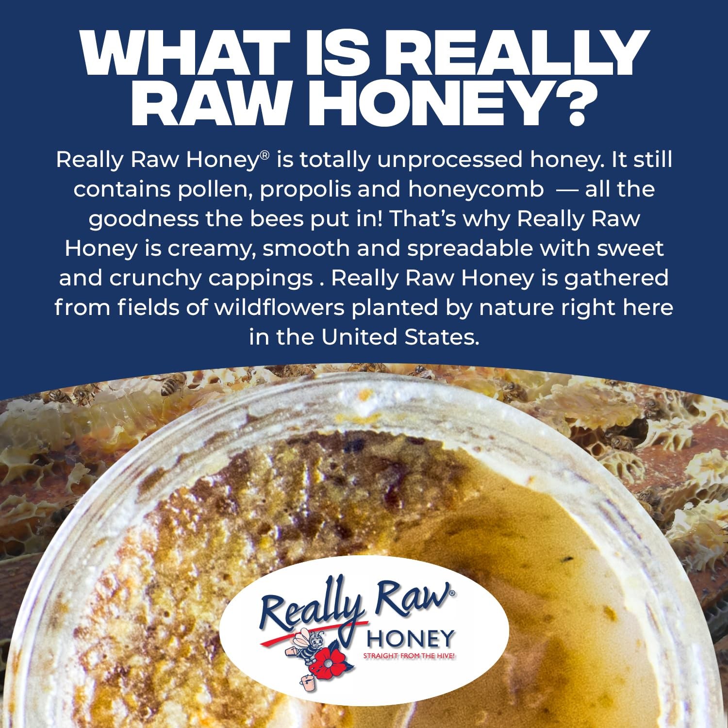 Really Raw Honey, Straight from the Hive, Never Heated or Filtered, Harvested…