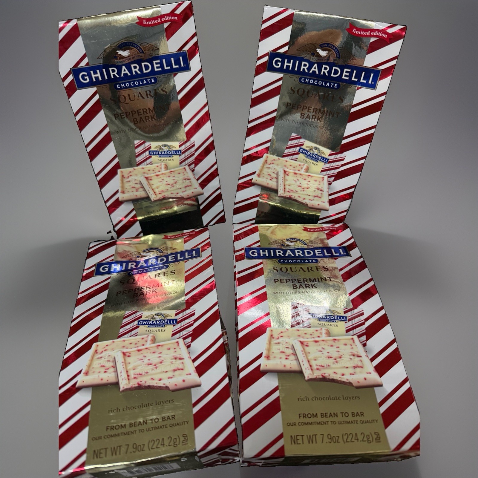 Lot Of 4 Ghirardelli Peppermint Bark Squares Limited Edition – 7.9 Oz New