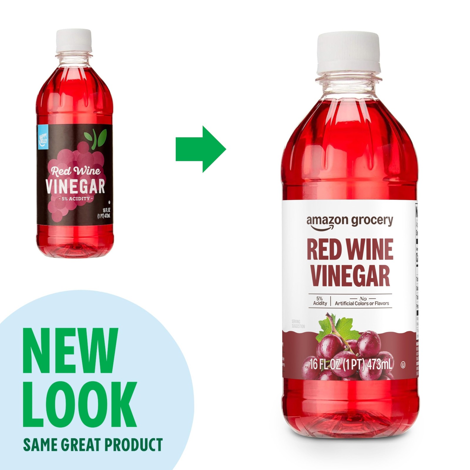 Amazon Grocery, Red Wine Vinegar, No artificial colors or flavors, 16 Fl Oz