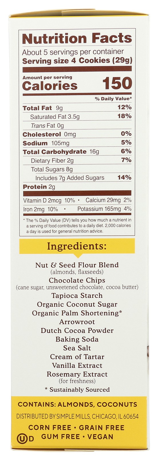 Simple Mills Crunchy Double Chocolate Almond Flour Cookies 5.5 Oz 6 Pack