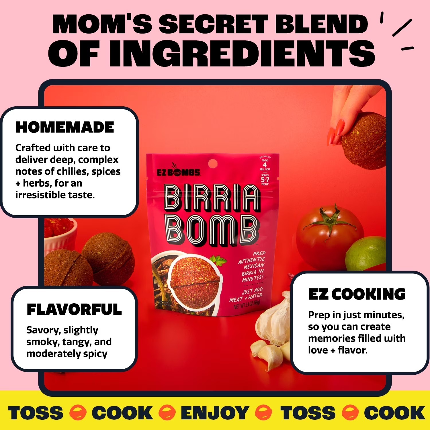 EZ Bombs Birria Bomb Seasoning, 1 Pack, Authentic Mexican Spice Mix for Tacos.