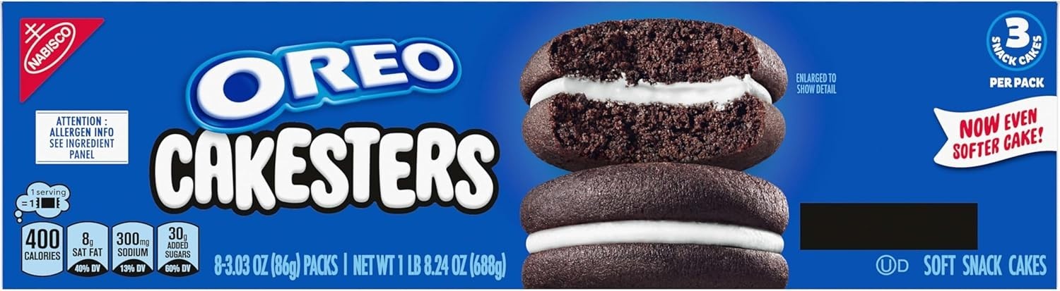OREO Cakesters Soft Snack Cakes, 8-3.03 oz Snack Packs