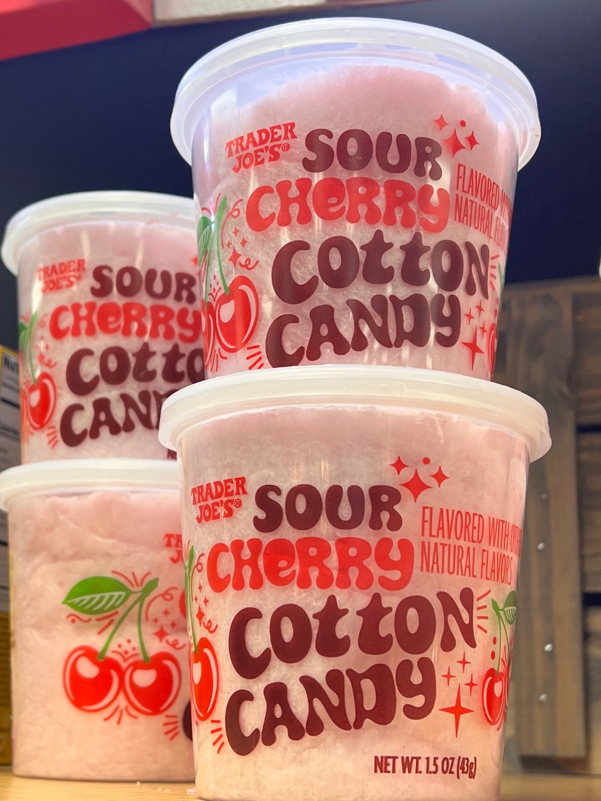 Trader Joe’s Sour Cherry Cotton Candy 1.5 oz Limited Seasonal Summer Treat (2)