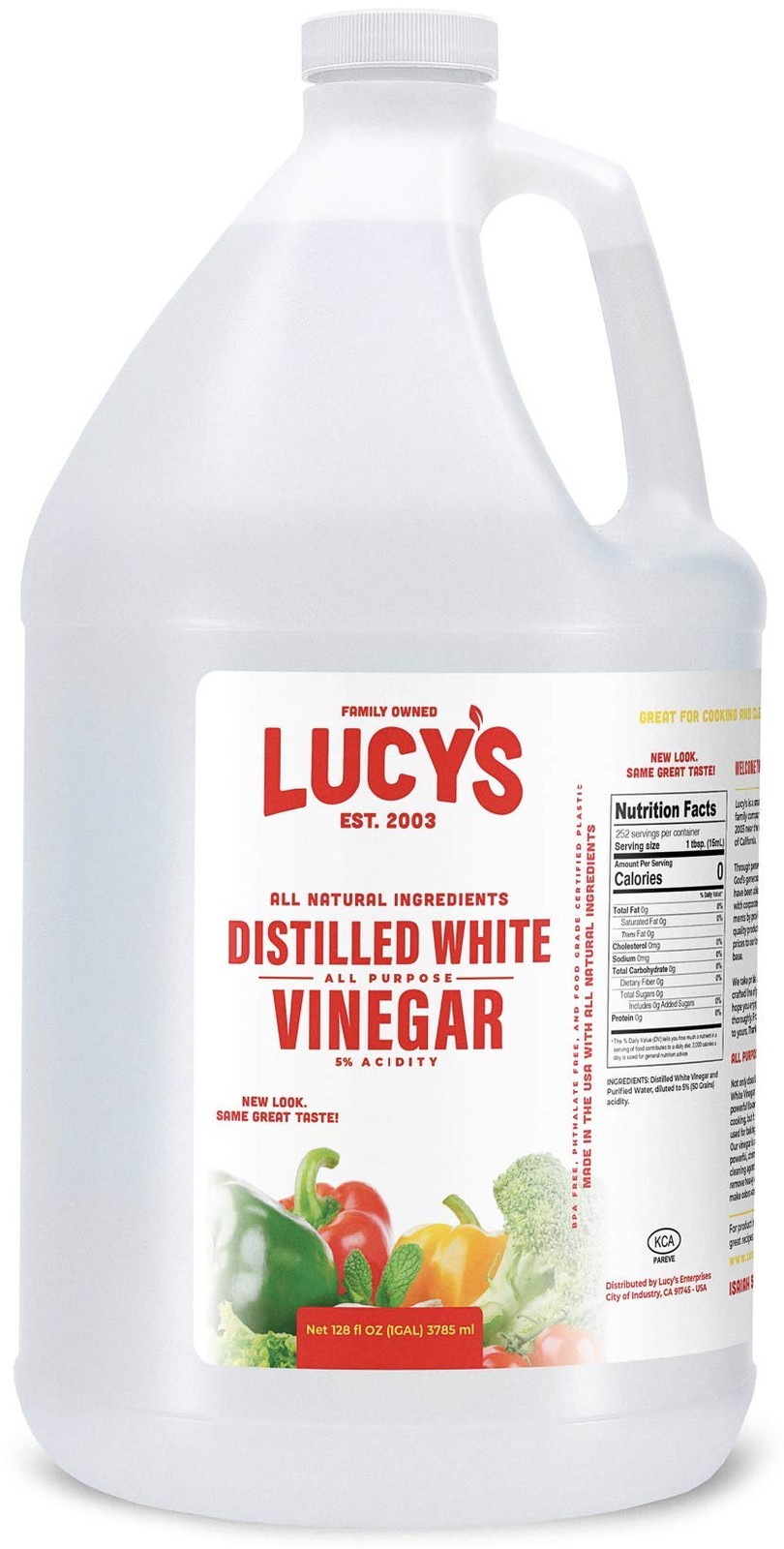 Family Owned Natural Distilled White Vinegar, 1 Gallon 128 oz 5% Acidity Wh…