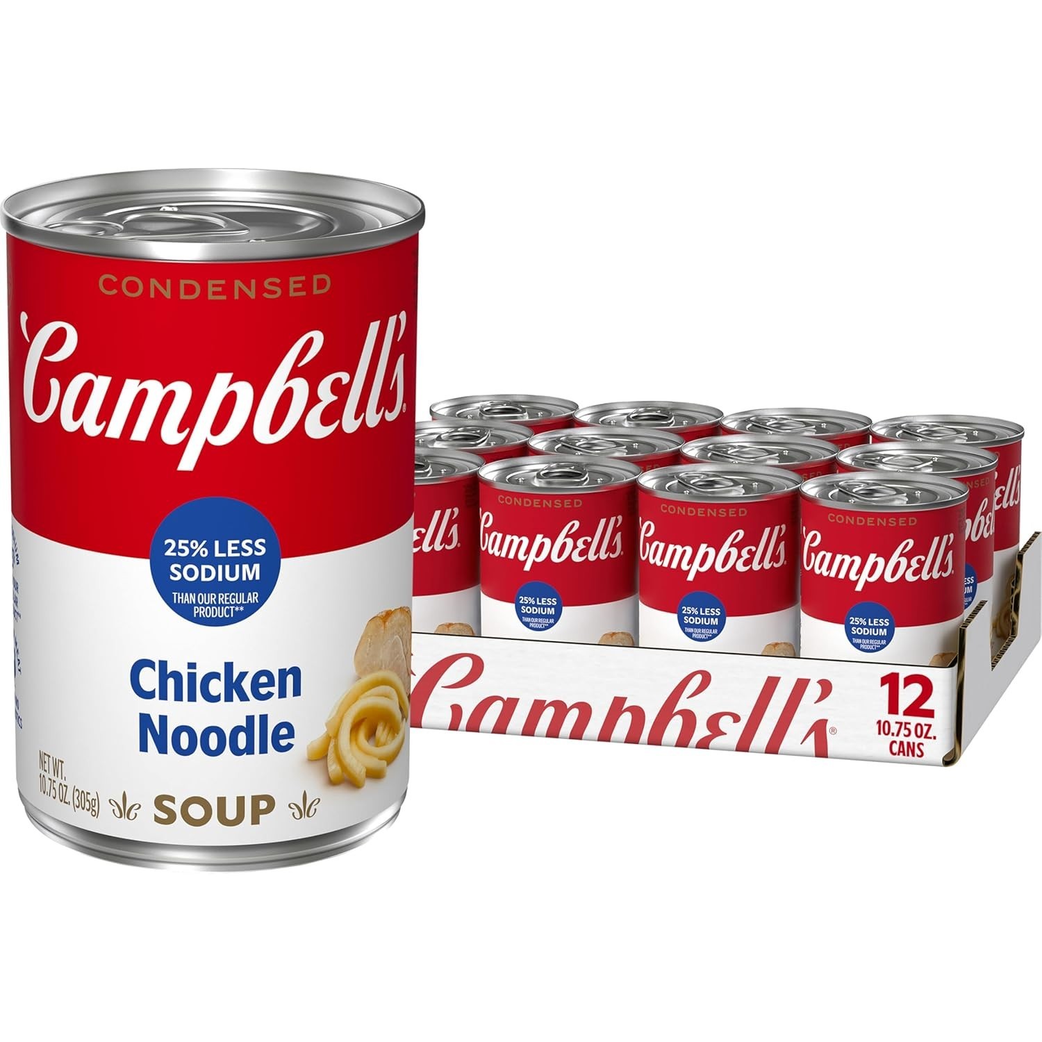 Campbell’s 12 Pack: 25% Less Sodium Chicken Noodle Soup – Delicious & Nutritious