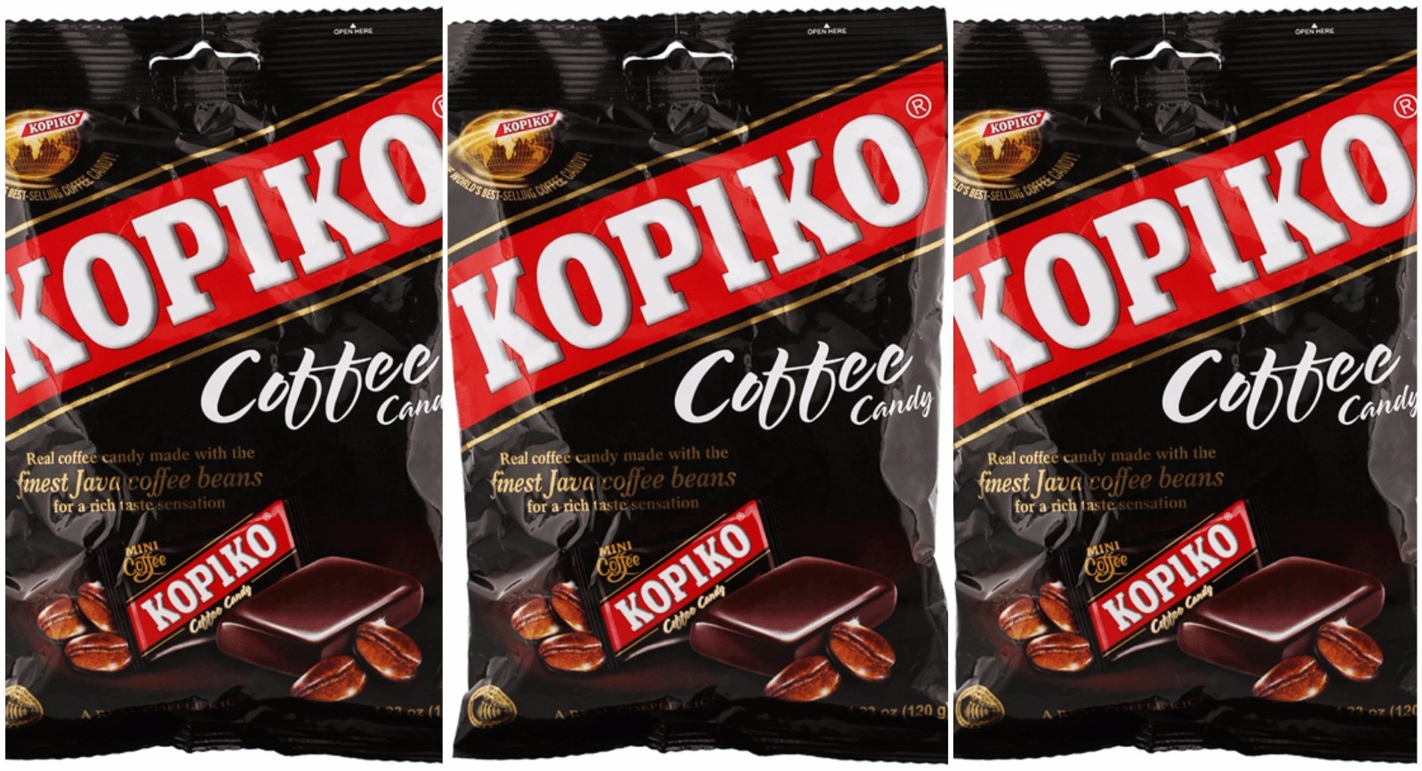 SET OF 3 BAGS Kopiko Coffee Candy 120g 4.23 oz each (30 pcs per = 90 total)