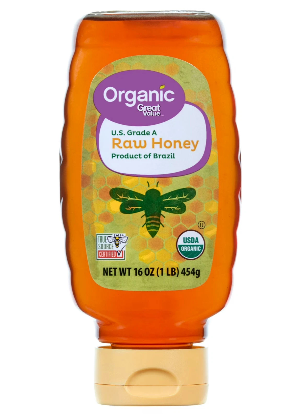 Great Value Organic Strained Raw Honey, 16 oz