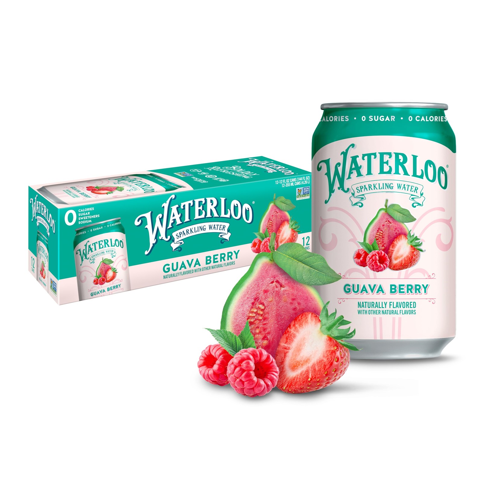 Waterloo Sparkling Water, Guava Berry Naturally 12 Fl Oz (Pack of 12)