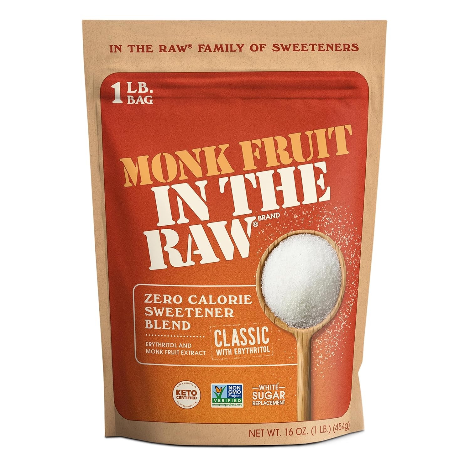Keto Certified Monk Fruit Sweetener 16 Ounce Classic Monk Fruit Natural Low