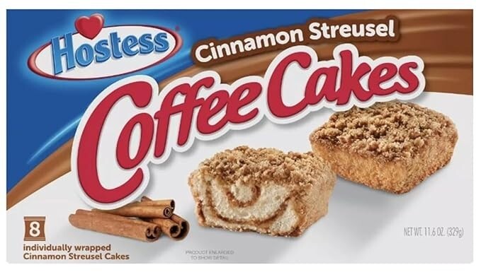 HOSTESS Cinnamon Streusel Coffee Cakes, Individually Wrapped, 8 Count 11.6Oz Box