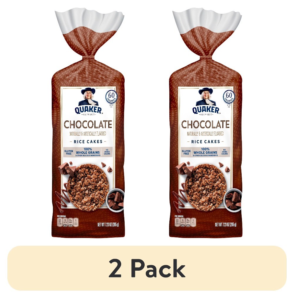 (2 pack) Quaker Rice Cakes, Whole Grain Chocolate, Gluten Free, 7.23 oz