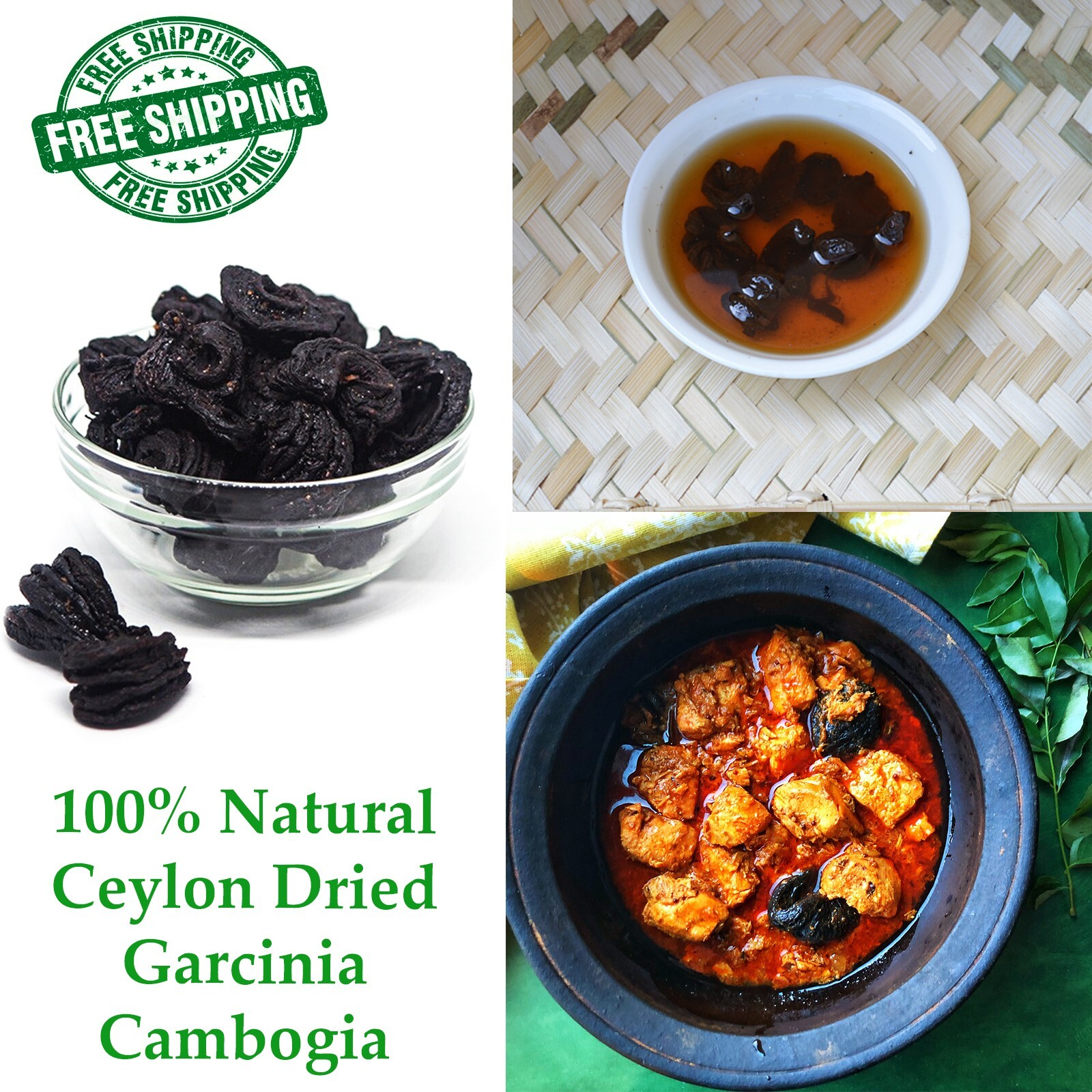 Fresh Dried Garcinia cambogia Weight Loss Natural Supplement Whole pieces 100g