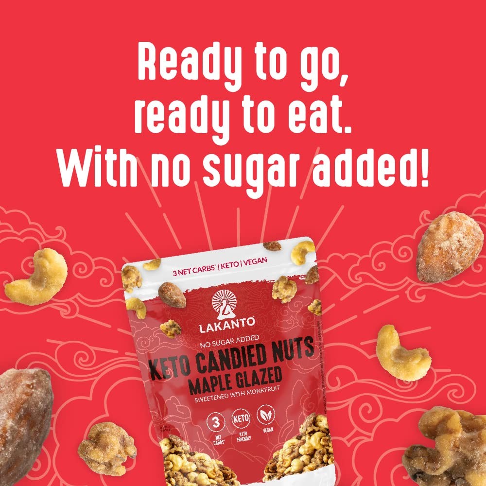 Lakanto Candied Nuts Maple Glazed – No Sugar Added, Sweetened with Monk Fruit…