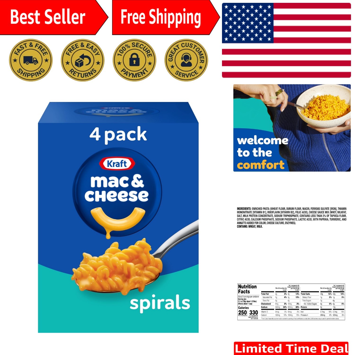 Easy Dinner Solution: Kraft Spirals Mac and Cheese – 20 Servings, No Additives