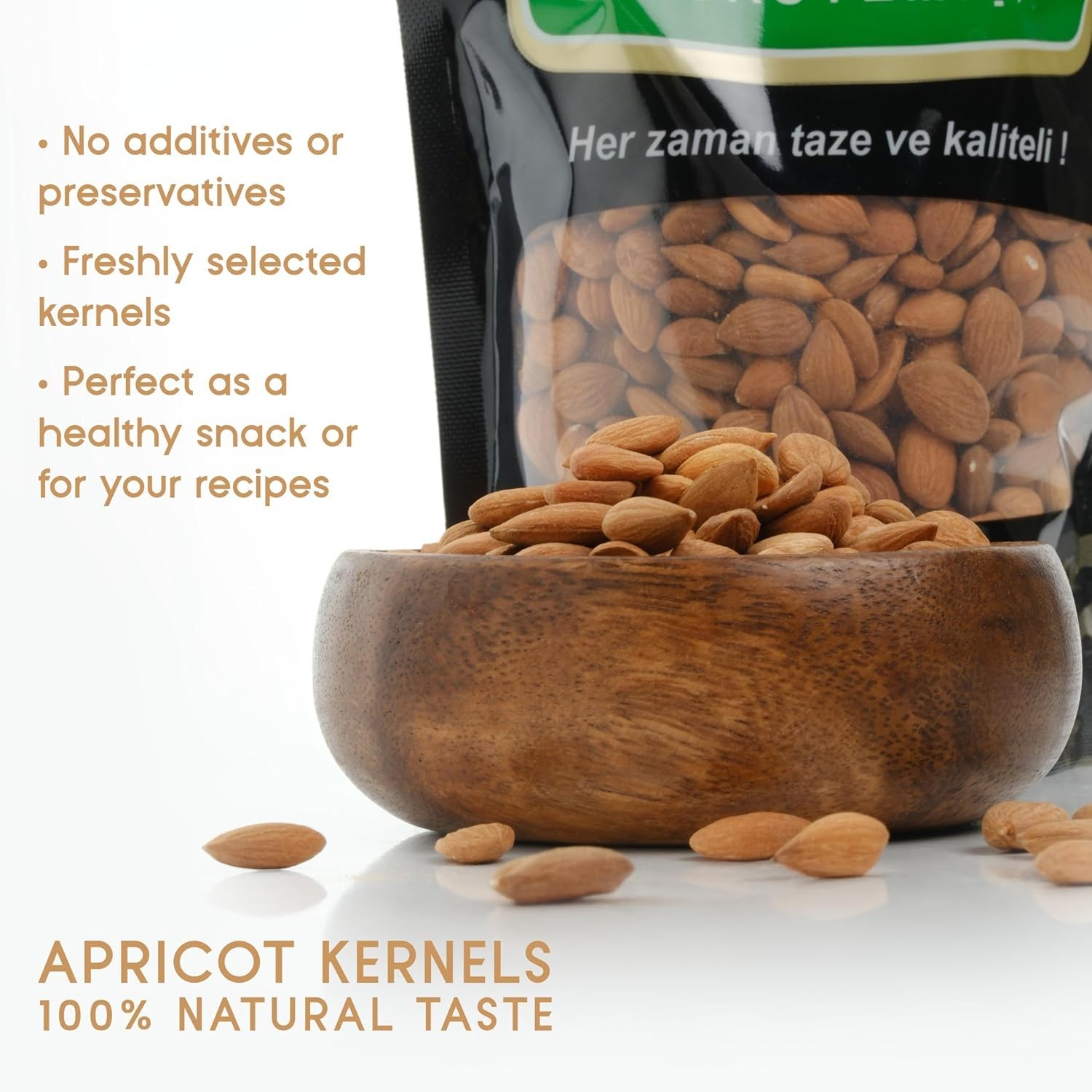 Organic Bitter Raw Apricot Kernels – 8.8 Oz Pouch Packed Fresh and Safe