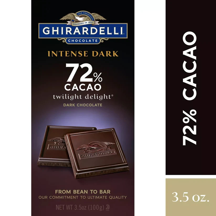 GHIRARDELLI Intense Dark Chocolate Bar, 72% Cacao, 3.5 oz Bar (Pack of 12)