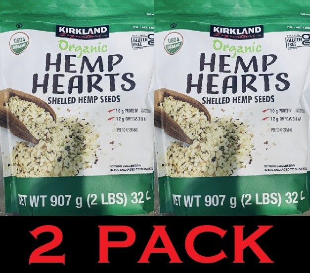 2x Kirkland Signature USDA ORGANIC Hemp Hearts Shelled Hemp Seeds 32 oz – 2 PACK