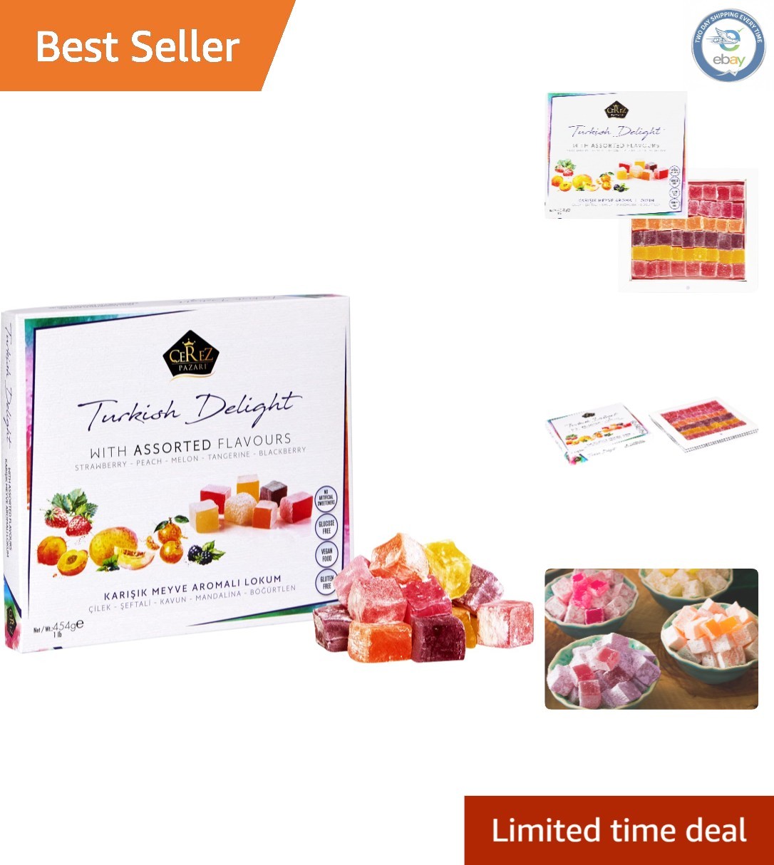 Exquisite Gourmet Turkish Delight – Sweet Treats, 16 oz Assorted Gift Box