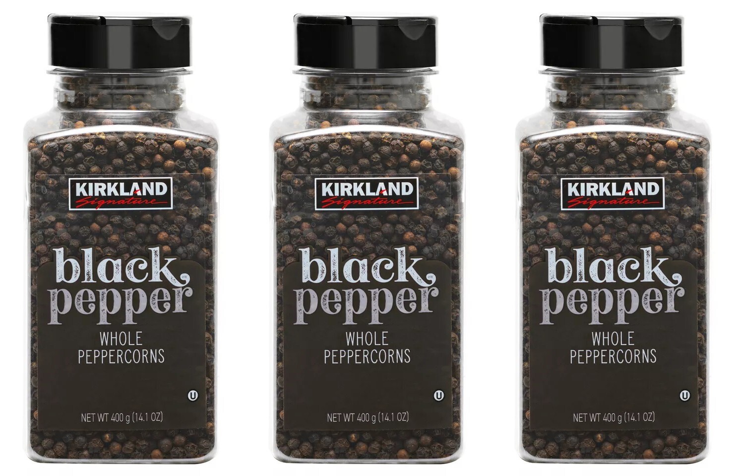 3 PACK – Kirkland Signature Whole Black Pepper Peppercorn 14.1 oz