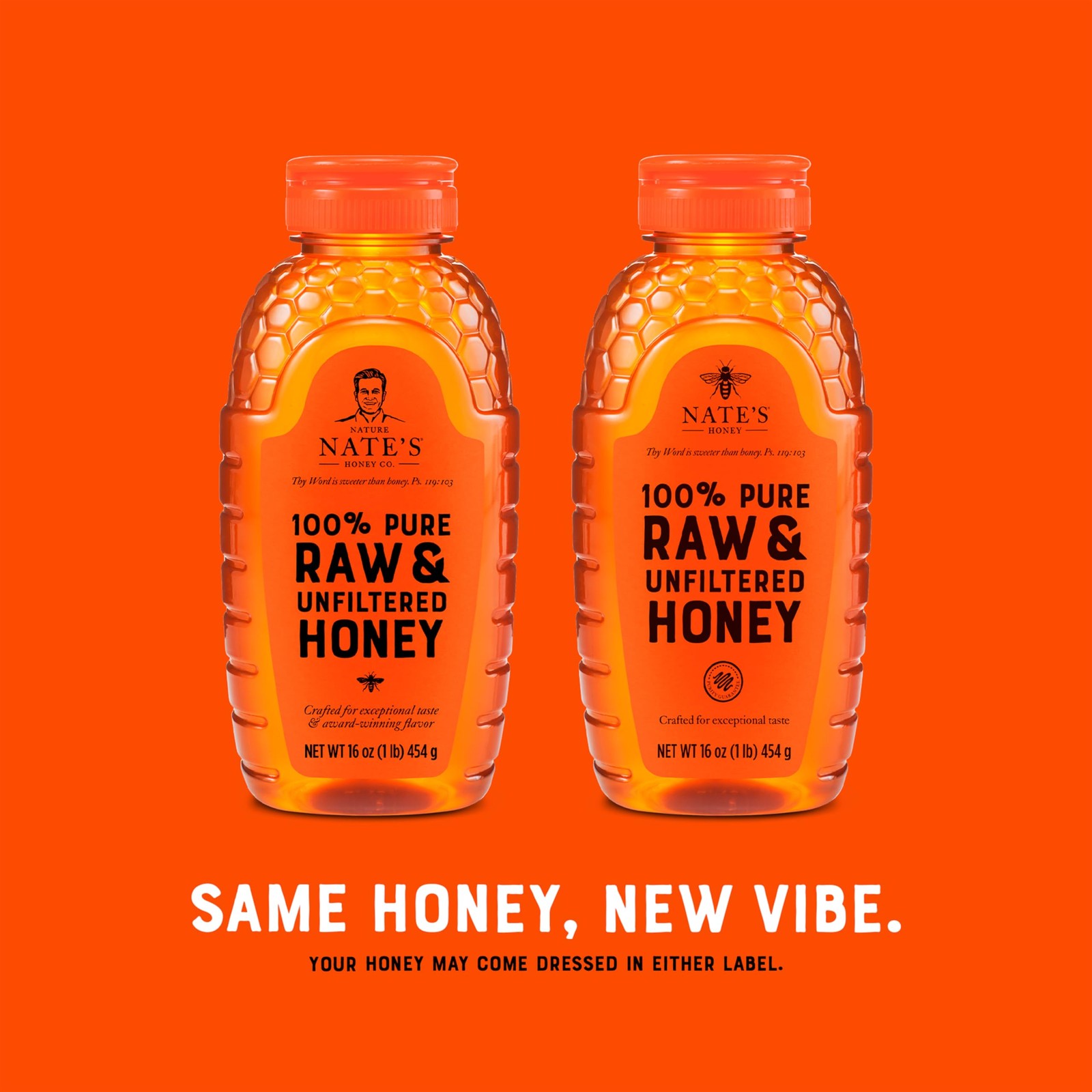 Nate’s 100% Pure, Raw & Unfiltered Honey – 16 Ounce (Pack of 1), Orange