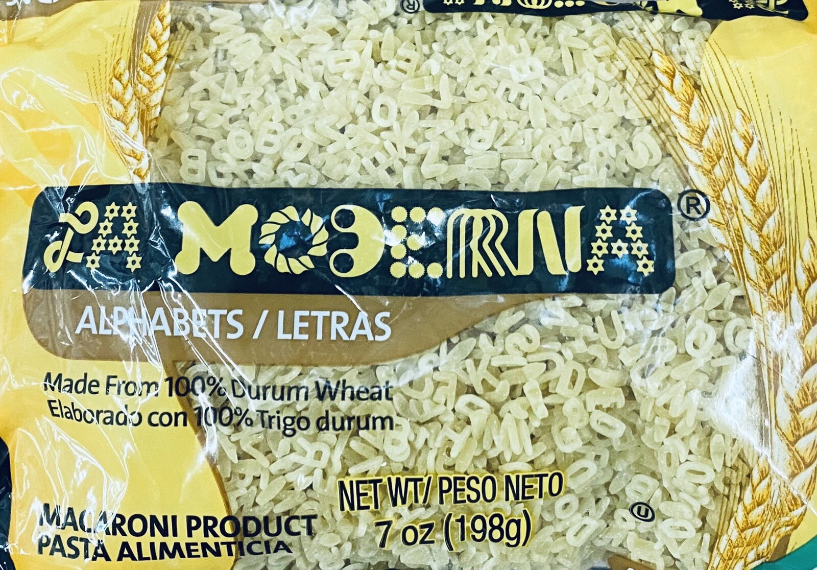 La Moderna ALPHABETS Pasta Noodles Durum Wheat Macaroni 7 Oz Bag – NEW