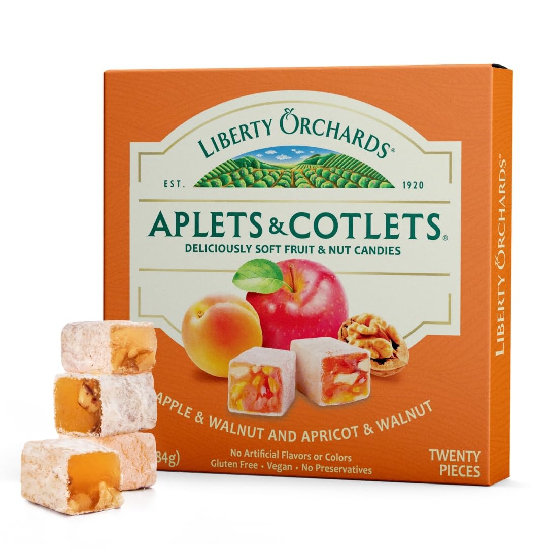 Liberty Orchards Original Aplets & Cotlets – Gourmet Chewy Snack in Gift Box, Gl