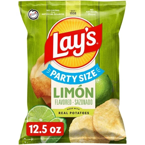 Lay’s Limon Flavored Potato Chips, Party Size, 12.5 Ounce Bag