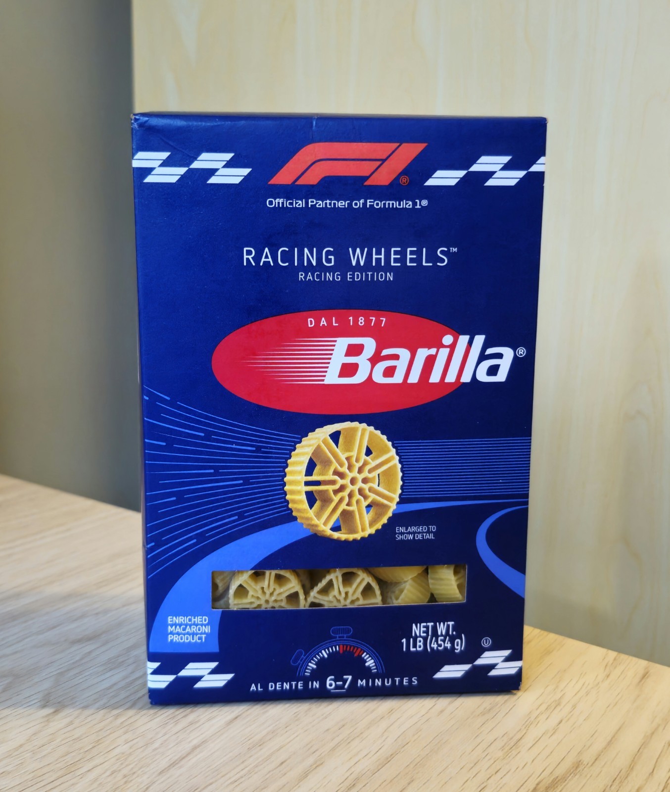 FORMULA 1 F1 BARILLA PASTA RACING WHEELS 1 LB DOMENICA ITALIANO PASTA ED. 2028