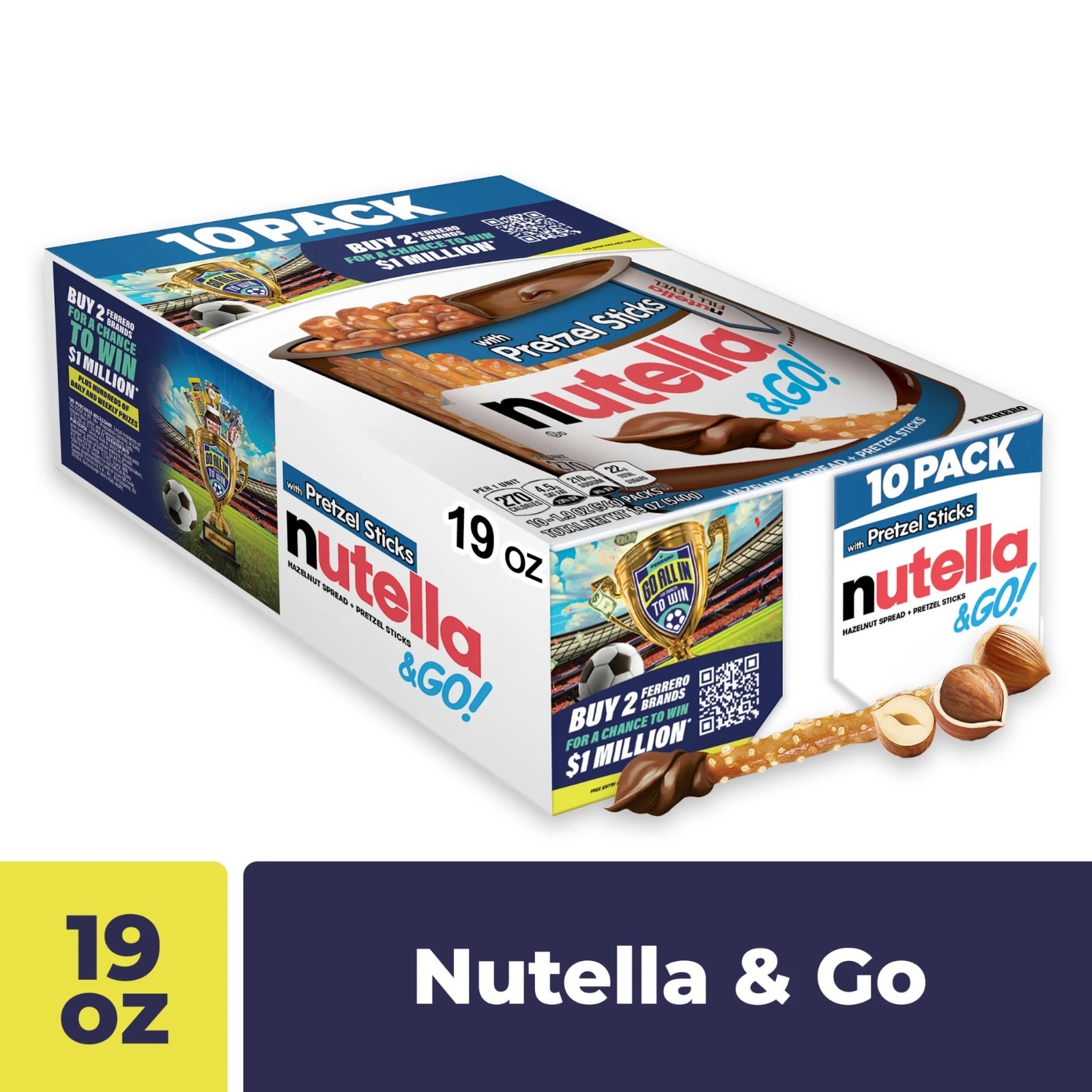 Nutella & GO! Choc. Hazelnut Spread & Pretzel Sticks, 10 Packs, 1.9 oz Each