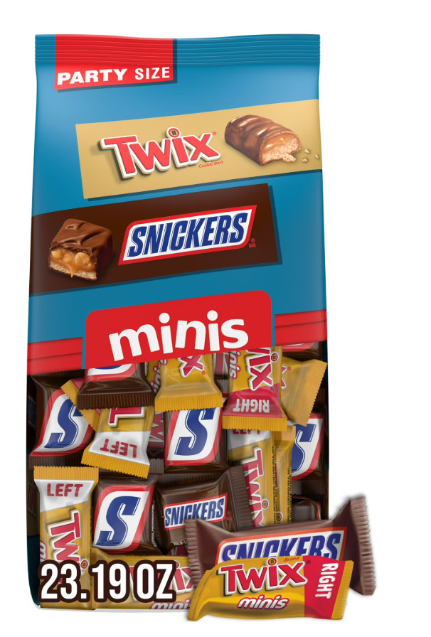 Snickers & Twix Minis Milk Chocolate Bars Variety pack, Party Size – 23.19 oz Bu