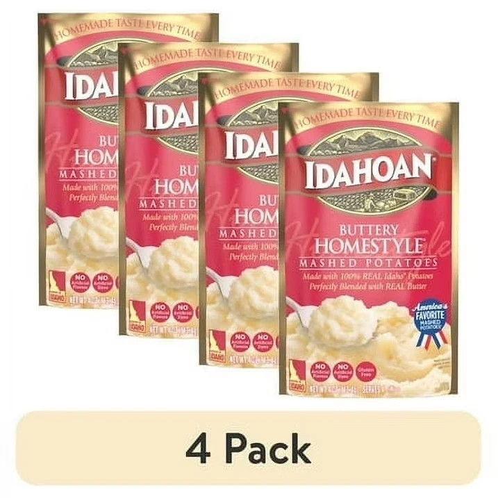 (4 pack) Idahoan Buttery Homestyle Mashed Potatoes, 4 oz Pouch