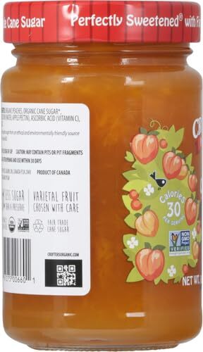 Crofter’s Organic Premium Peach Spread 16.5oz Fair Trade Cane Sugar