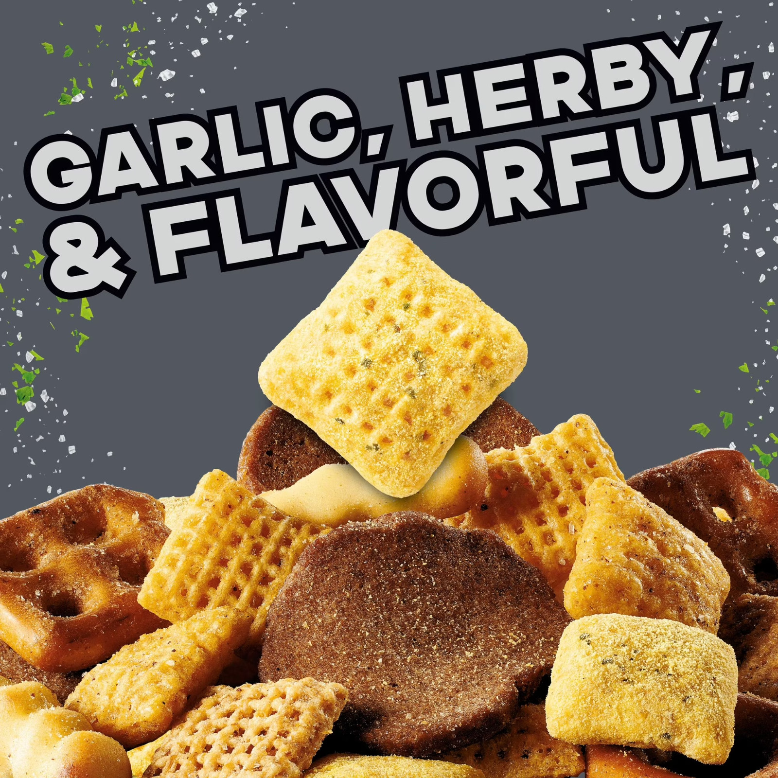 Chex Mix Bold Garlic and Herb Snack Mix, Snack Tub, 20 oz