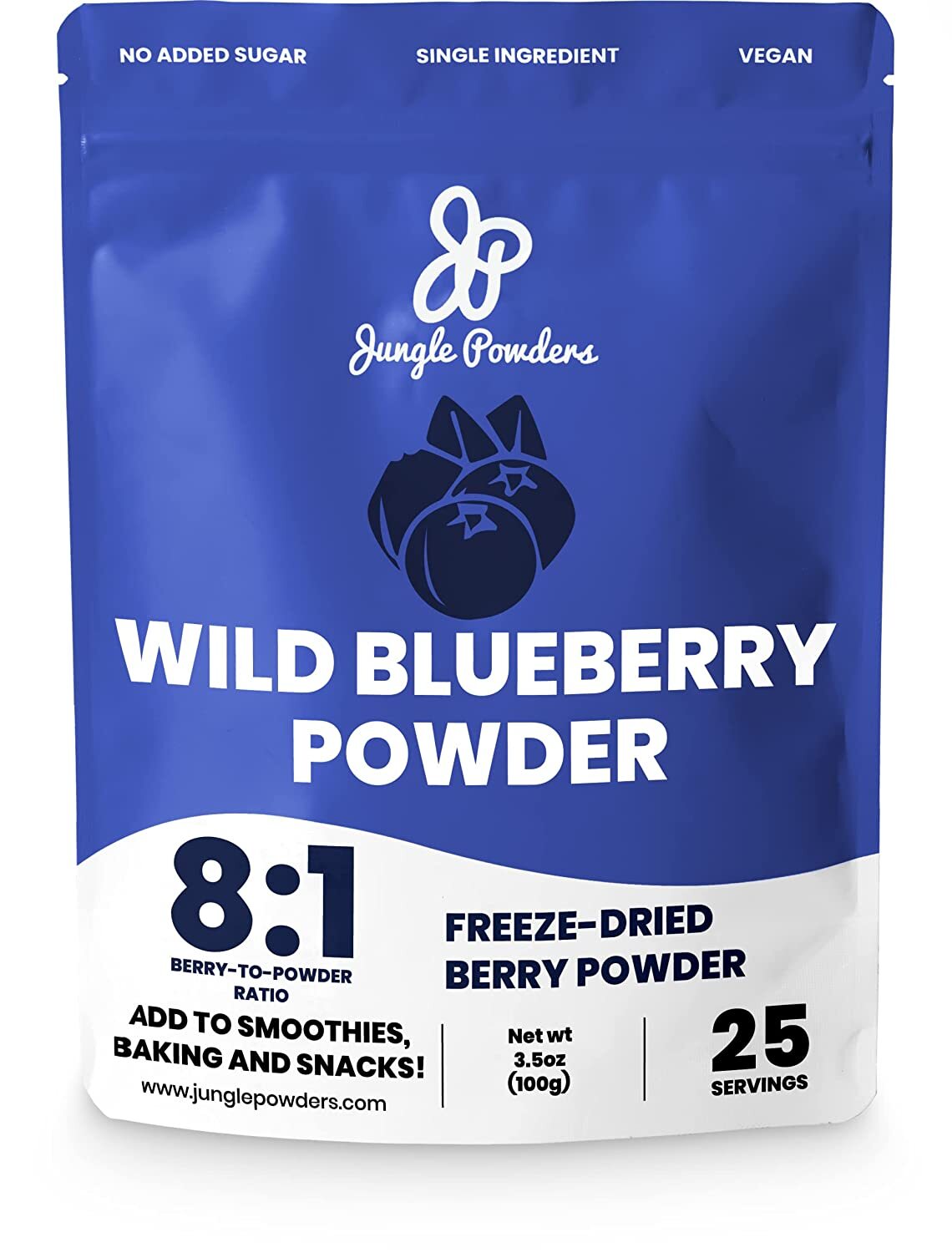 Jungle Powders Freeze Dried Wild Blueberry Powder 3.5oz/100g, 100% Natural