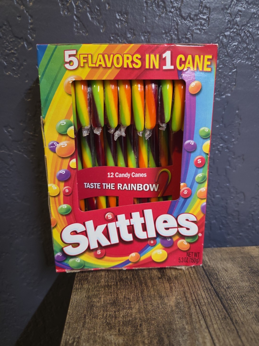12ct SKITTLES Candy Canes 5 Flavors In 1 Taste The Rainbow Christmas 5.3oz
