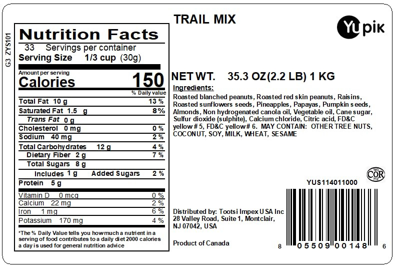 Yupik Trail Mix, 2.2 lb, A mix of peanuts, almonds, 35.2 Ounce (Pack 1)