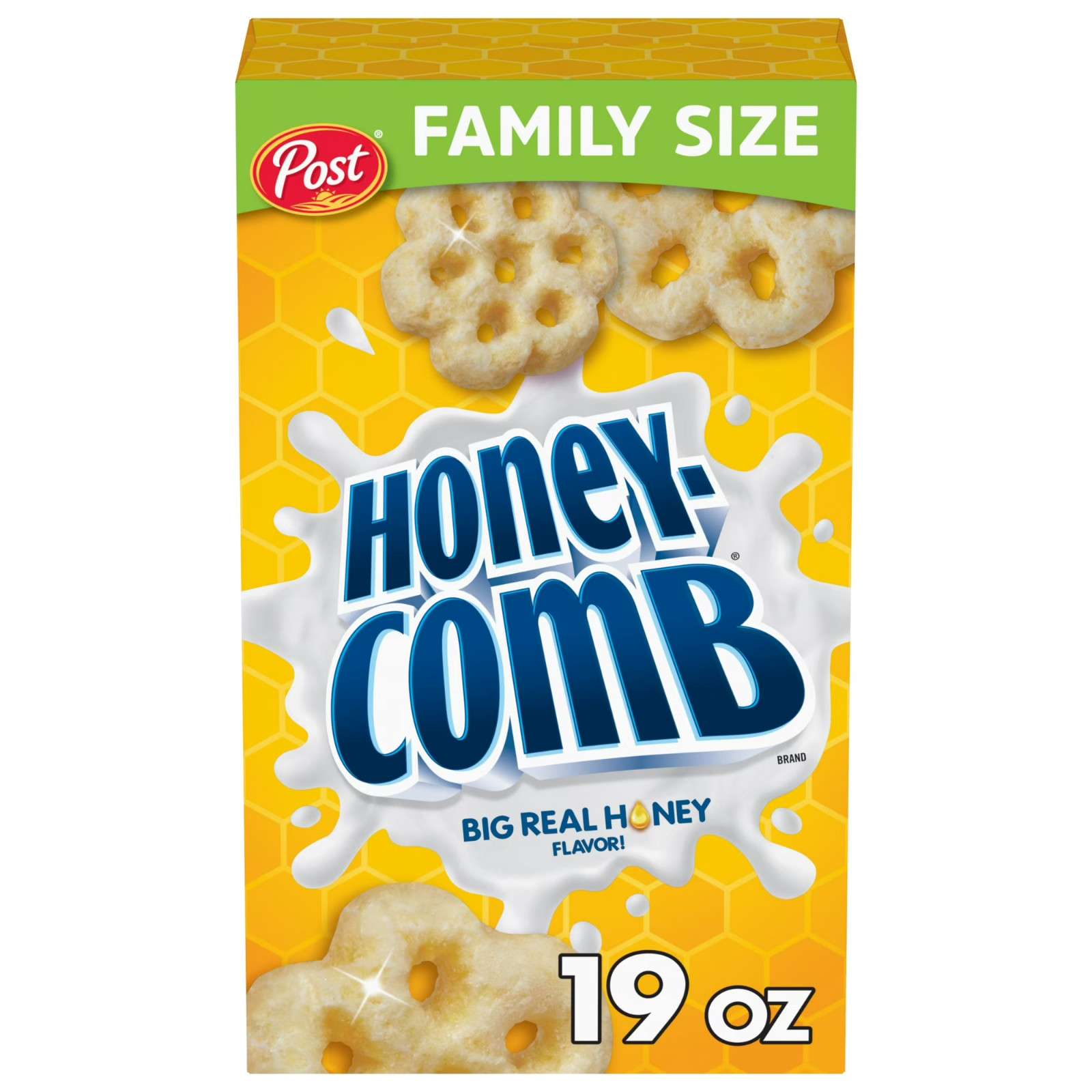 Pack of 2 Post Honeycomb Honey Flavored Crunchy Breakfast Cereal, 19 Oz each