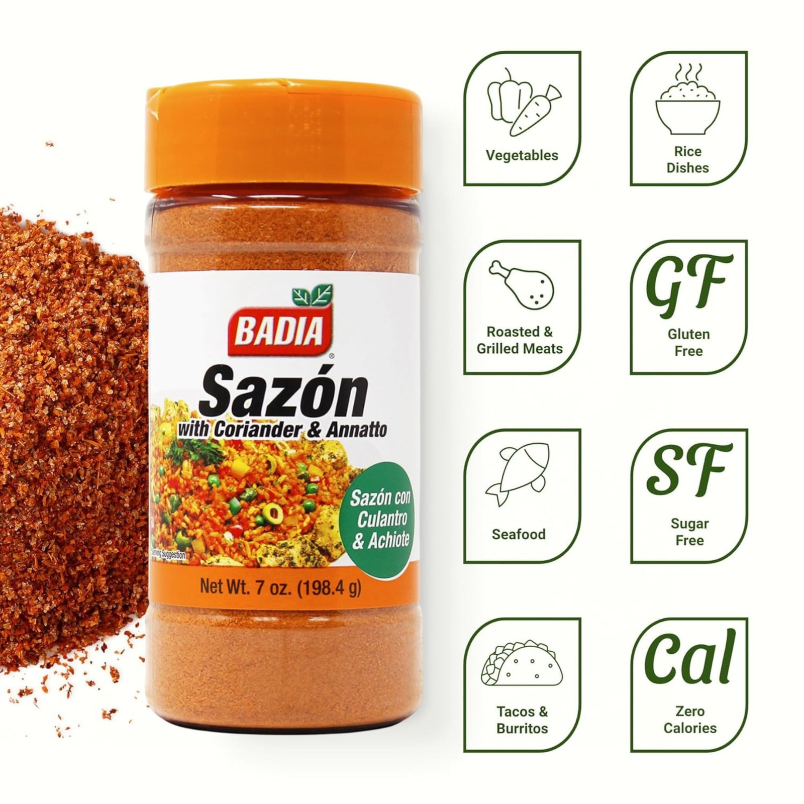 Badia Sazon with Coriander & Annatto Seasoning, 7 oz – 7 Ounce (Pack of 1)