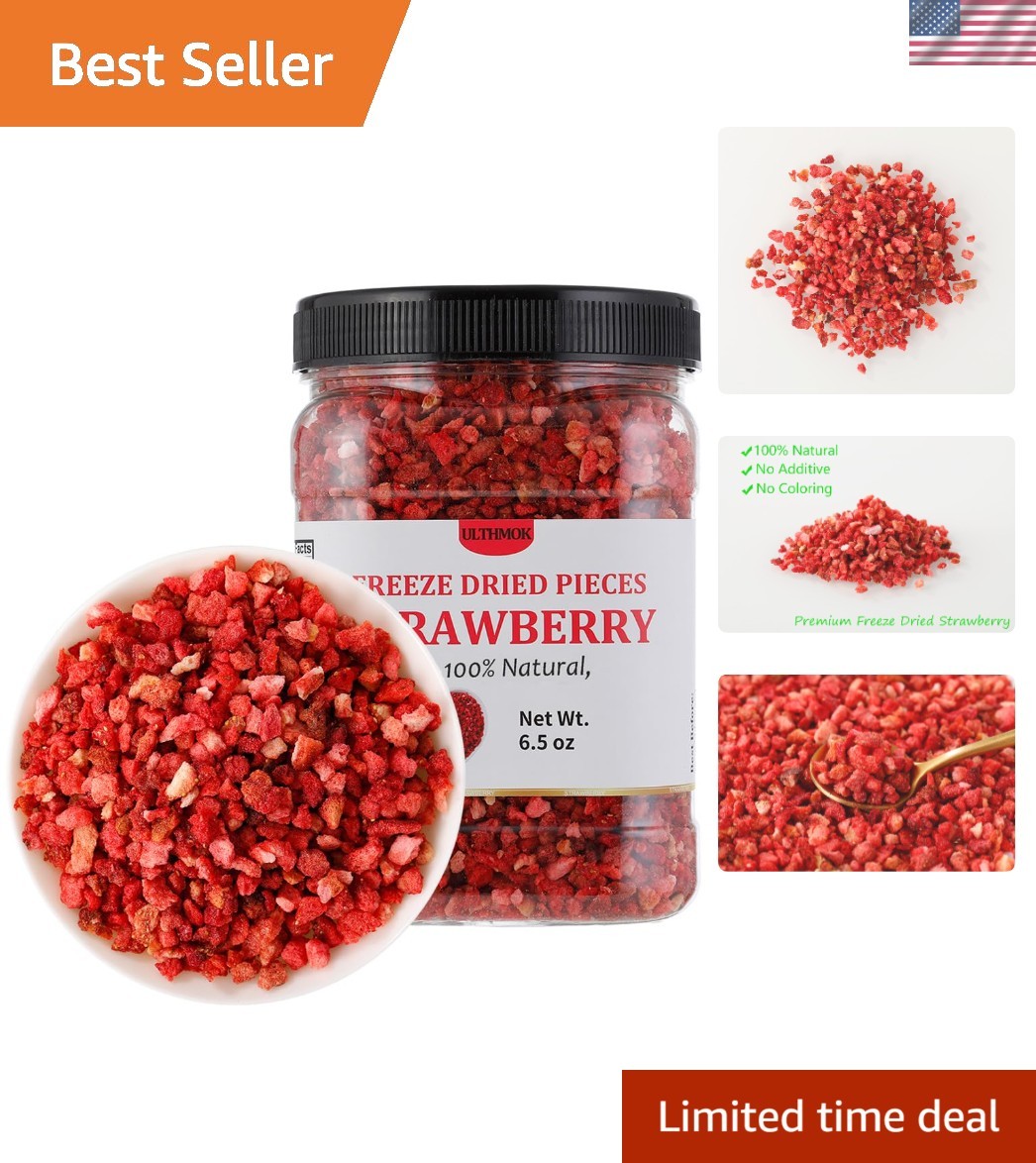 Versatile Freeze Dried Strawberry Pieces 6.5 Oz – Perfect for Smoothies & Snacks