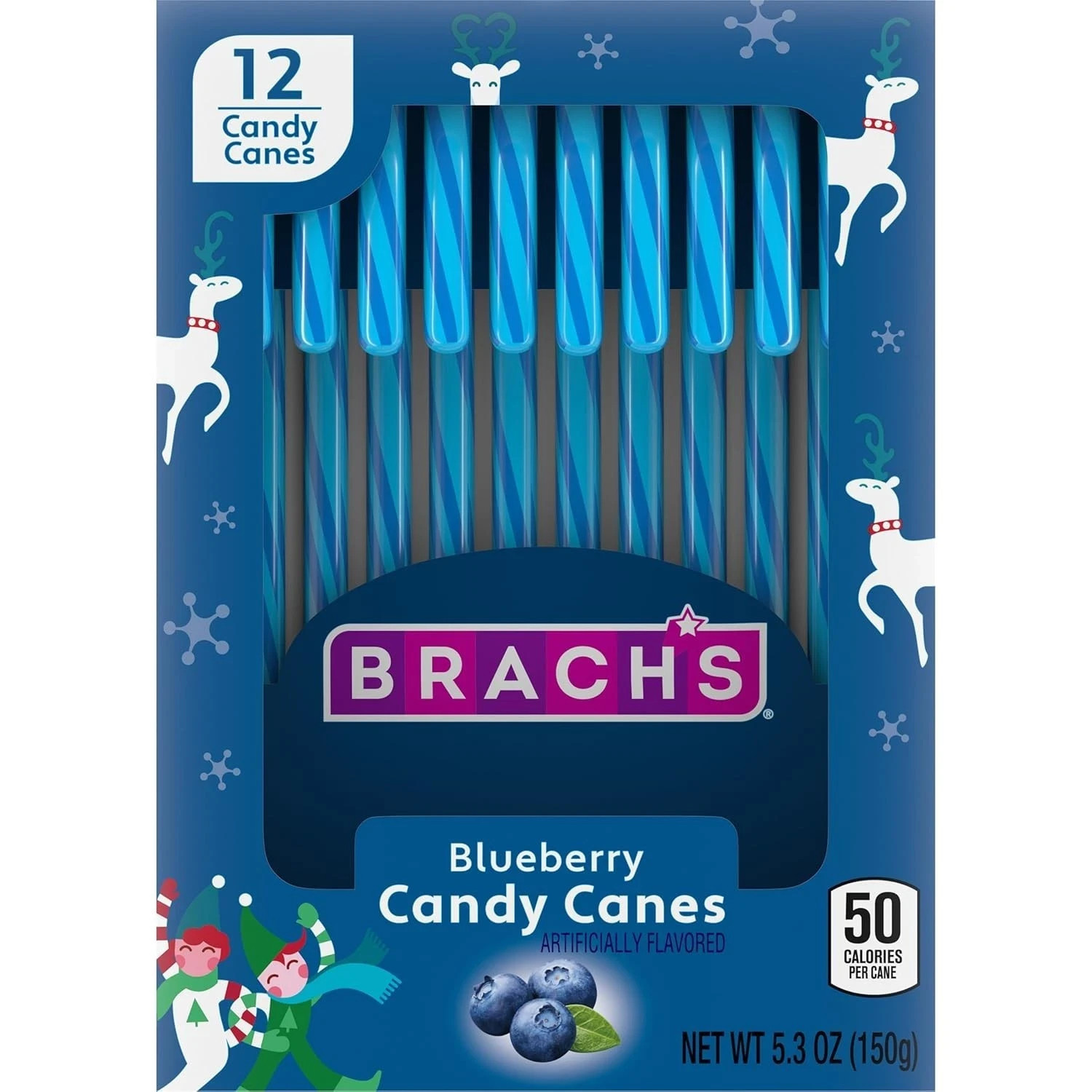 Brach’s Blueberry Candy Canes Christmas Holiday 12 Candy Sticks 5.3oz(Pack of 6)