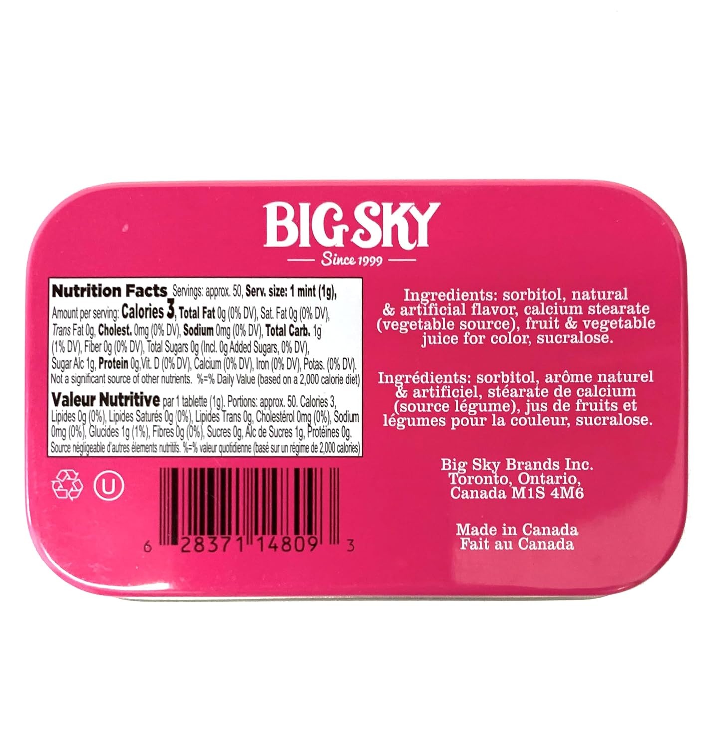 Big Sky Sugar Free Cotton Candy Mints – 50 Count Tin (Pack of 6) | Kosher Certif