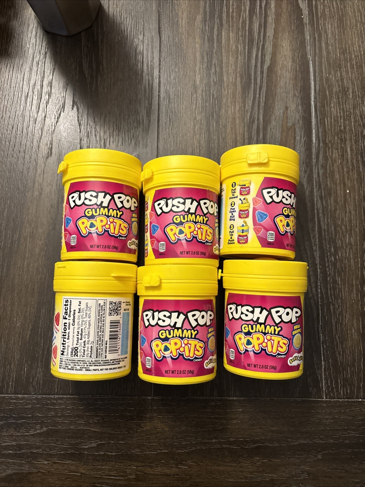 (6)pk Push Pop Gummy Assorted Flavored Pop Its Novelty Candy 2oz Per, BB 11/26