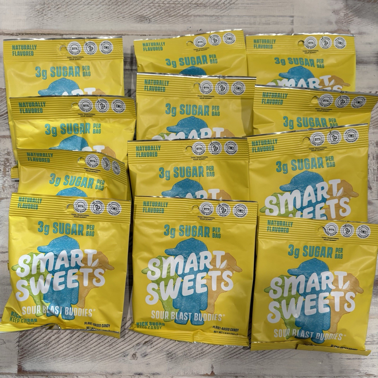 SmartSweets Sour Blast Buddies Low Sugar Candy 1.8 Oz Bag ~ LOT OF 12 Bags