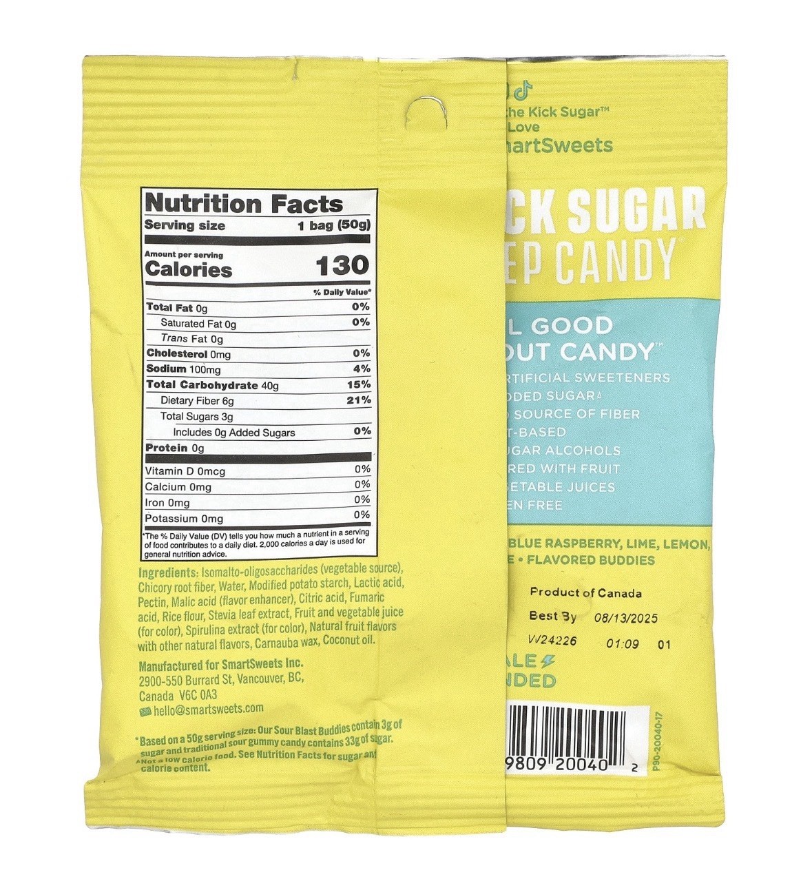 SmartSweets Sour Blast Buddies Low Sugar Candy 1.8 Oz Bag ~ LOT OF 12 Bags