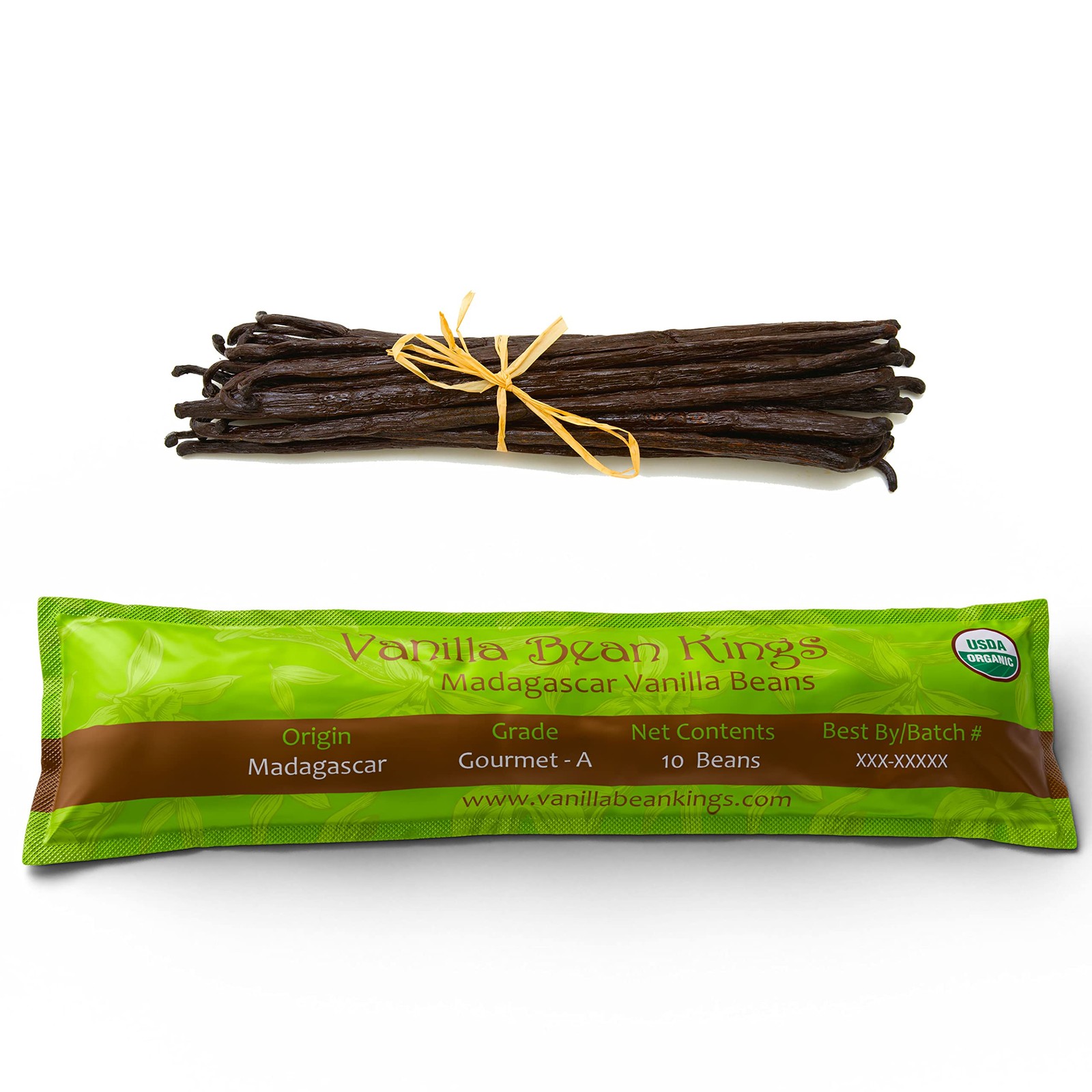 10 Organic Madagascar Vanilla Beans Whole Grade A Pods for Extract and Baking