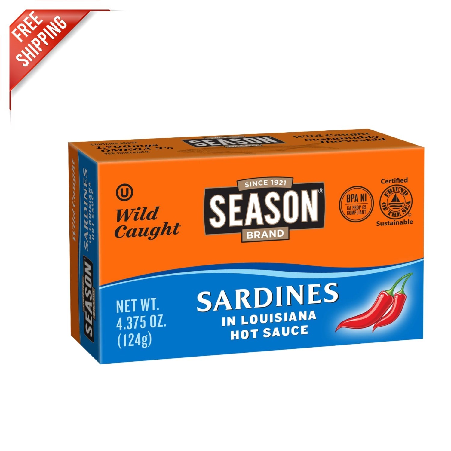 12-Pack Hot Sauce Sardines – Keto Snack with 24g Protein, Bone-In, Gluten-Free