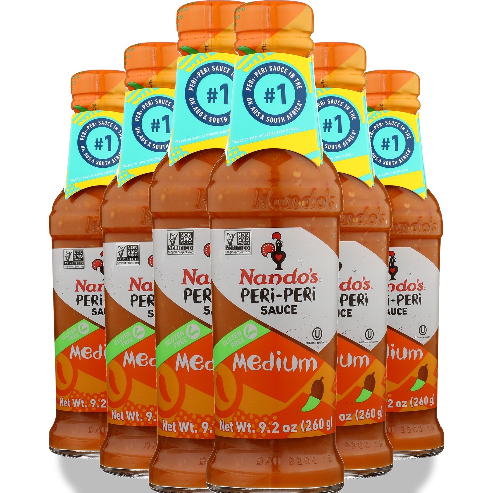 Nandos Medium Peri Hot Sauce 9.2 Oz Bottle 6 Pack